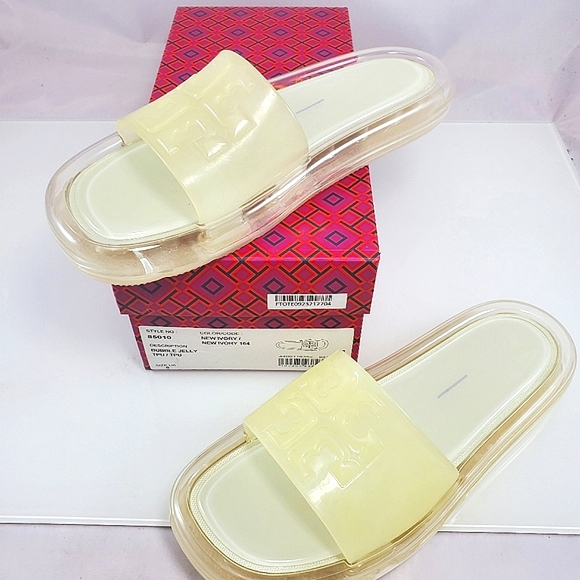 NWT$188 Tory Burch Bubble Jelly Pool Slide Sandals in Ivory Sz 8 - Picture 10 of 10